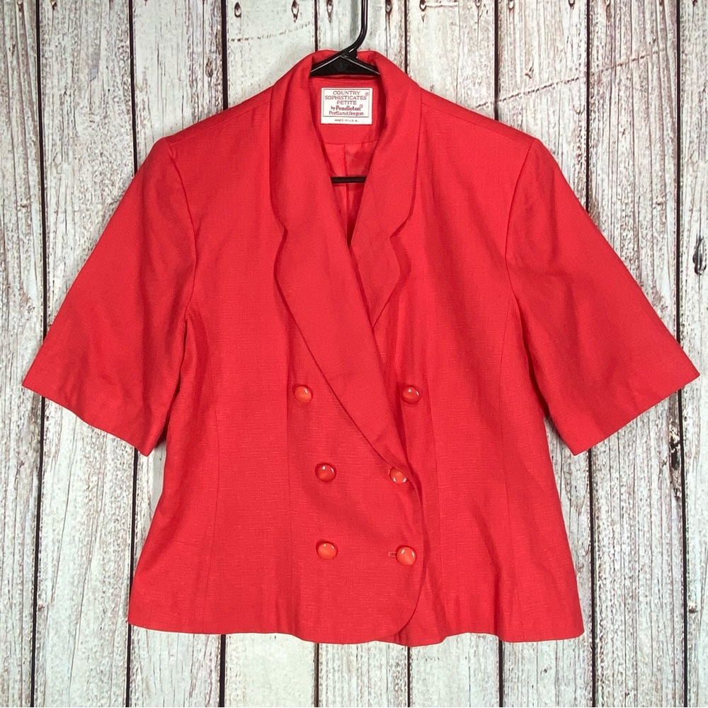 Pendleton Blazer Womens Size 10 Pink Country Sophisticates Double Breast…